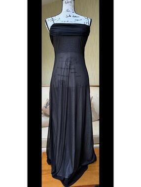 Glittery Soft Silver Underskirt Under Sheer Black Gown Size 3/4